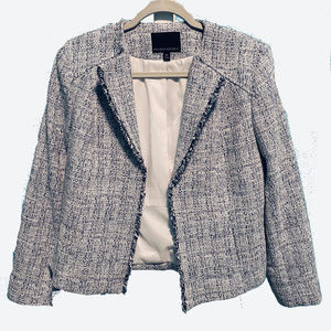 Banana Republic Collarless Boucle Jacket blue